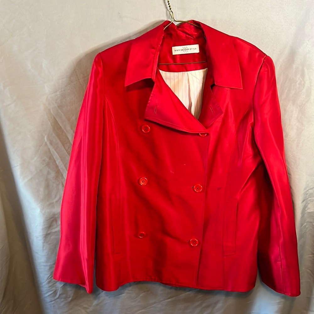 Red 100% silk blazer